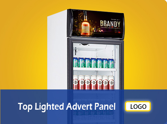 Top Lighted Advert Panel | NW-LG232B-282B-332B-382B single glass door display fridge