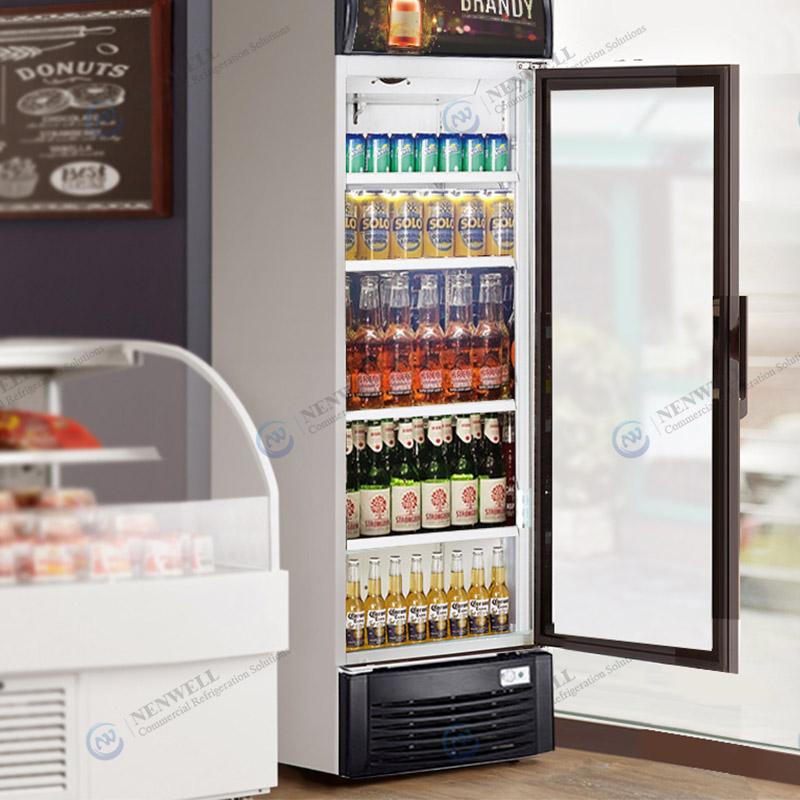 Upright Single Glass Door Cooler Fridge With Direct Cooling System