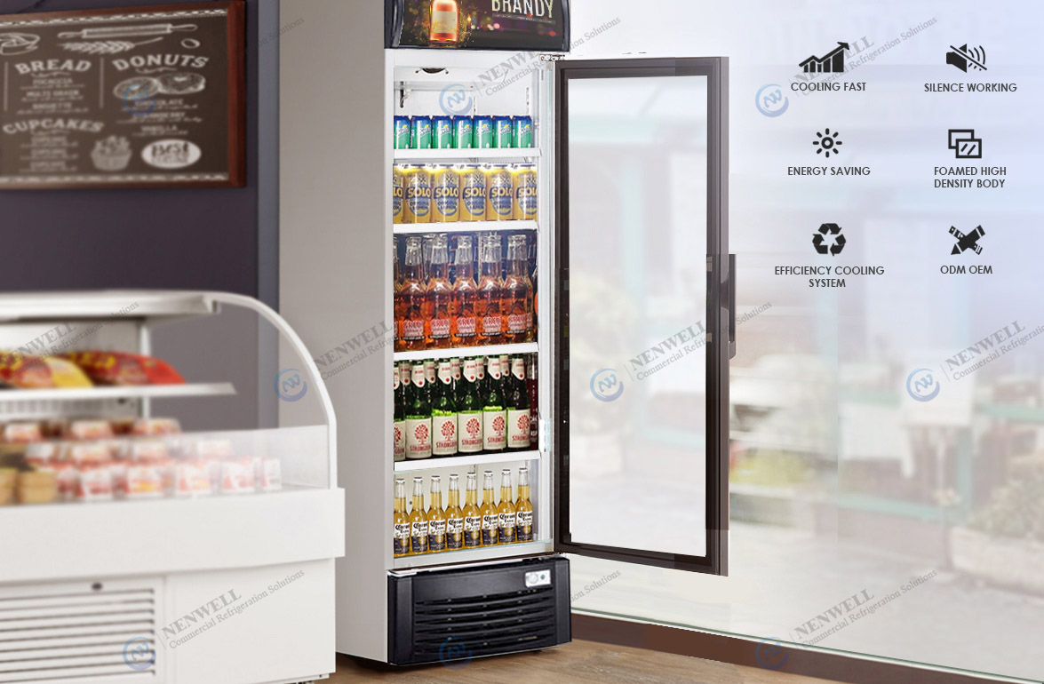 NW-LG268-300-350-430 Upright Single Glass Door Cooler Fridge With Direct Cooling System Price For Sale | Manufacturers & Factories