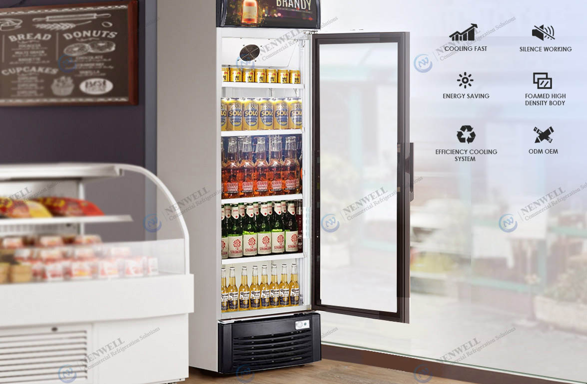 NW-LG268F-300F-350F-430F-660F Upright Single Glass Door Cooler Fridge With Direct Cooling System Price For Sale | manufacturers & factories