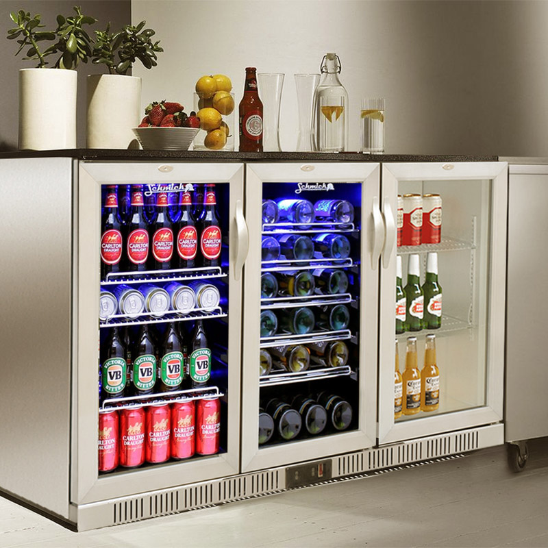 Undercounter Triple Swing Or Sliding Glass Door Drinks & Beverage Back Bar Cooler Fridge