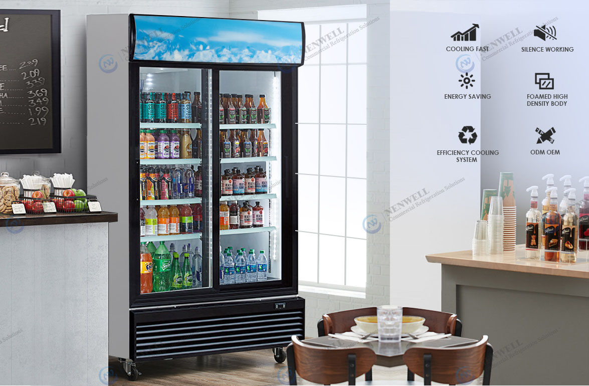 NW-LG400S-600S-800S-1000S Commercial Upright 2 Sliding Glass Door Display Refrigerator With Fan Cooling System Price For Sale | manufacturers & factories