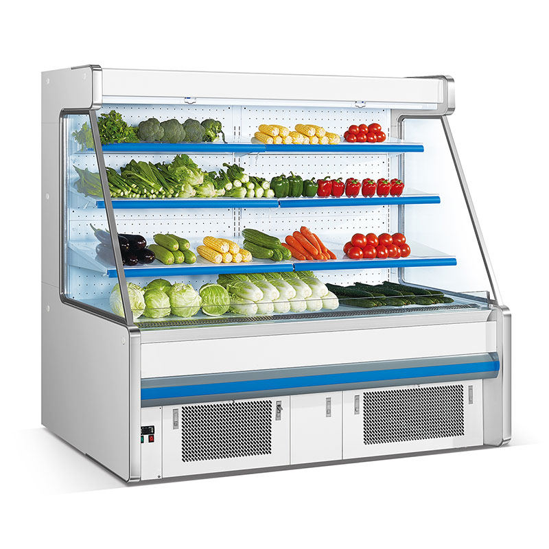 Grocery Store Plug-In Multideck Open Air Curtain Display Fridge For Vegetable And Fruit