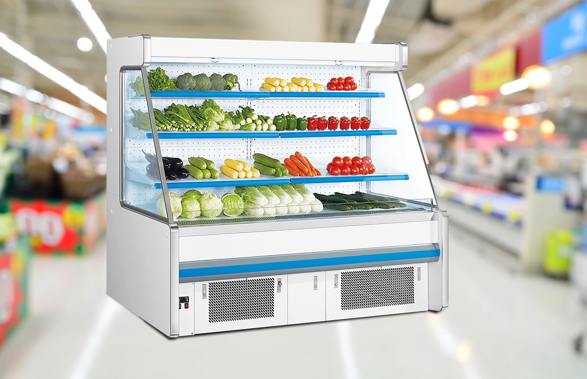 NW-PBG20A Grocery Store Plug-In Multideck Open Air Curtain Display Fridge For Vegetable And Fruit