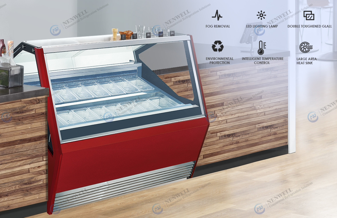 NW-QP16 Commercial Getato Display Dipping Showcase Freezer Cabinets Price For Sale | factory and manufacturers