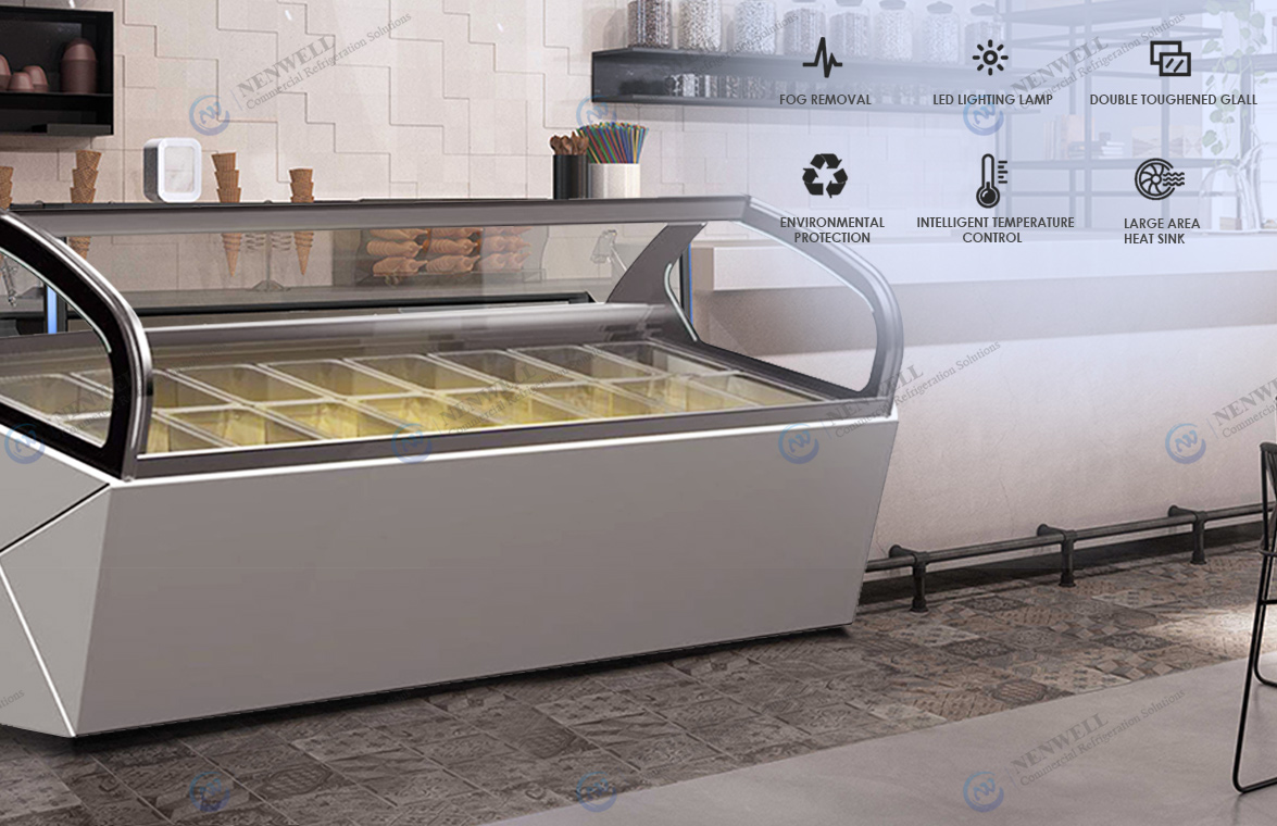 NW-QV20 Commercial Ice Cream Shop Glass Door And Top Gelato Storage Display Freezer Fridge Price For Sale | factory and manufacturers