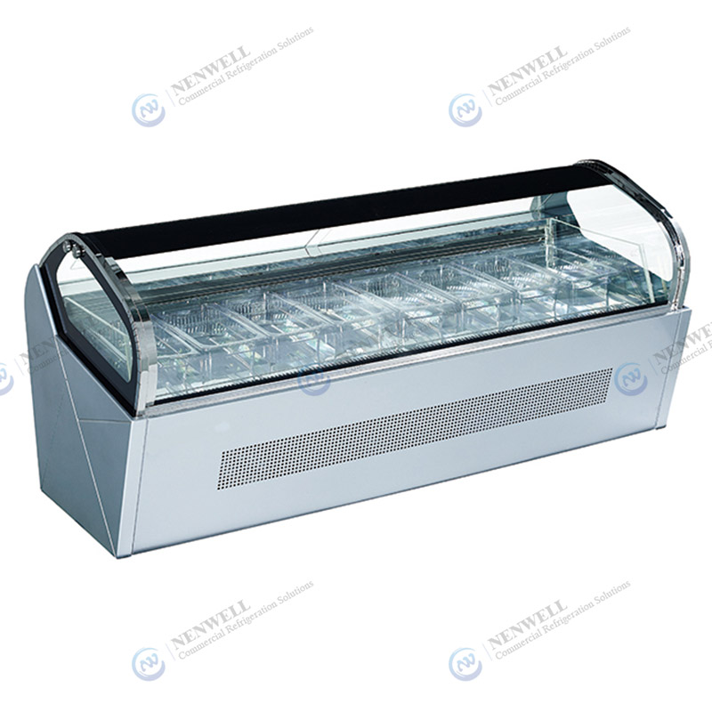 Commercial Ice Cream Shop Glass Door And Top Gelato Storage Display Freezer  Fridge Price For Sale