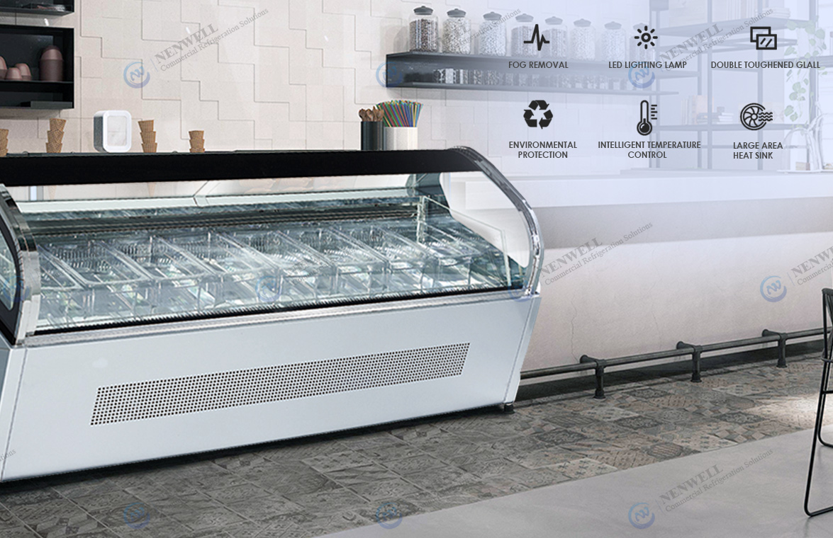 China Commercial Curved Glass Counter Top Deep Frozen Storage Ice Cream ...