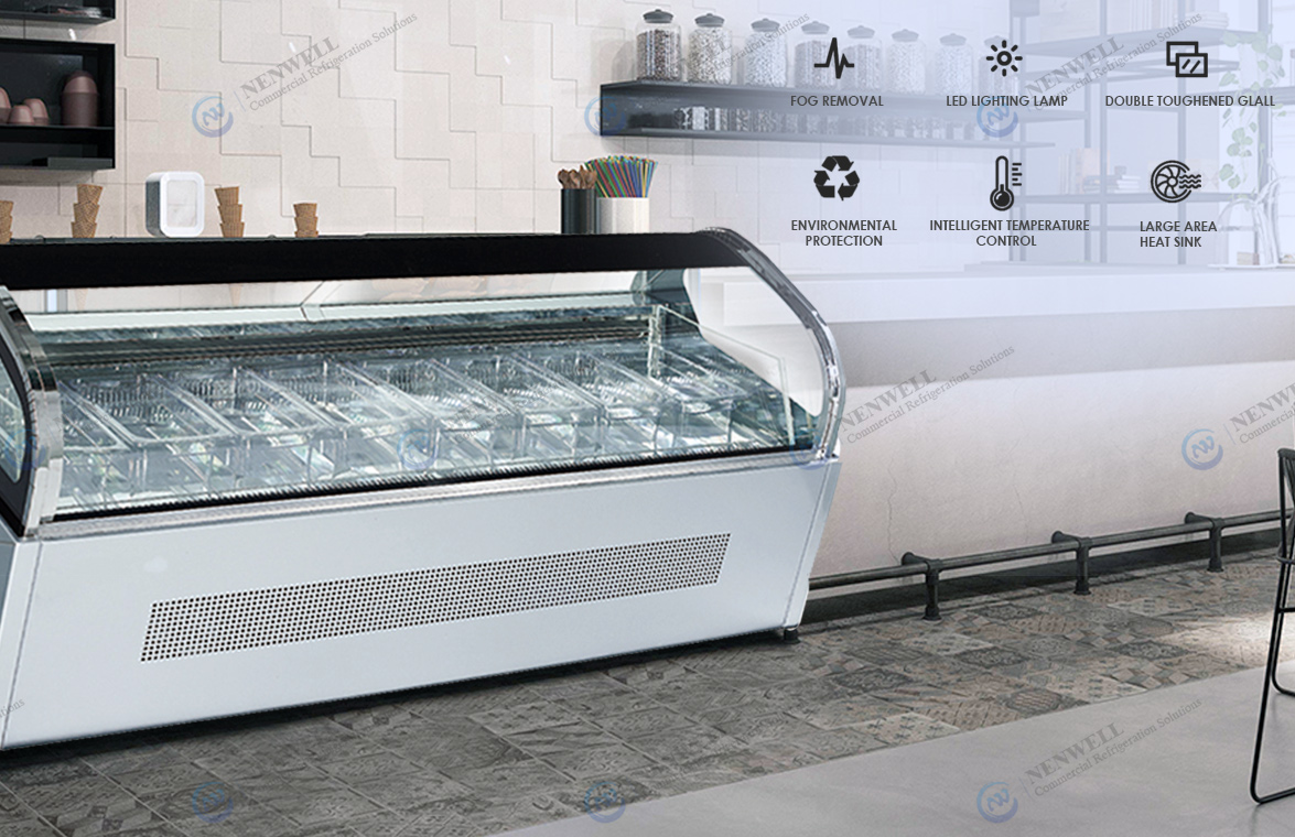 NW-QV660A Commercial Curved Glass Counter Top Deep Frozen Storage Ice Cream Display Freezers And Fridges Price For Sale | factory and manufacturers