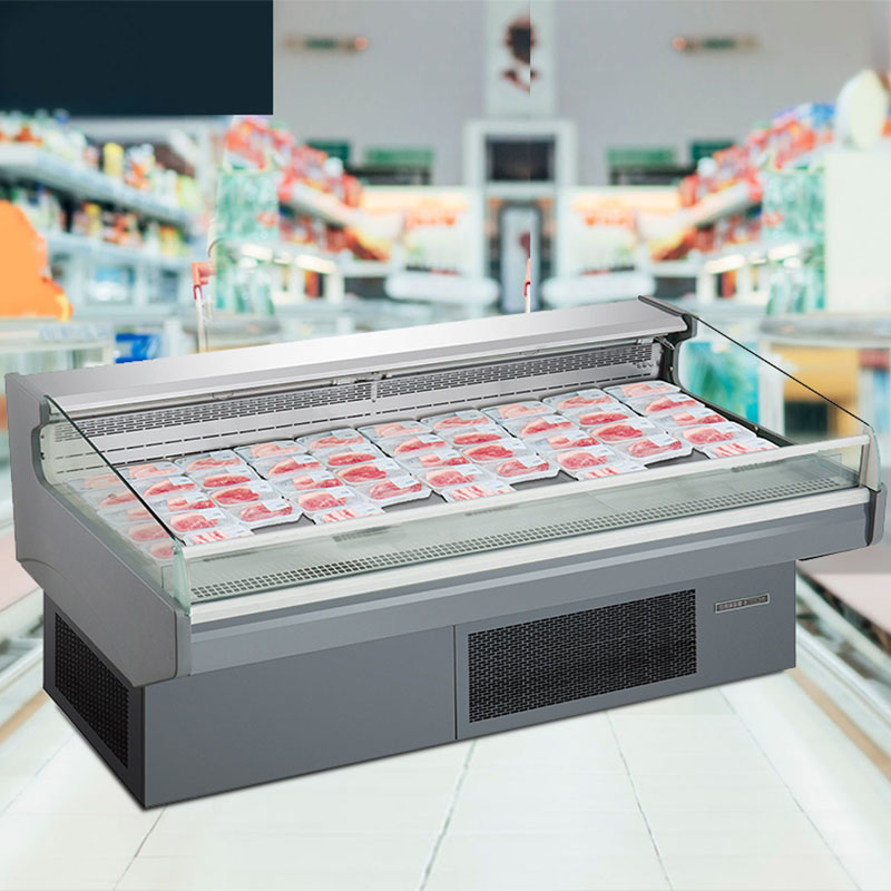 Supermarket nkwụnye-na anụ ọhụrụ na-eje ozi n'elu Counter ikpuchi iko ngosi ngwa nju oyi