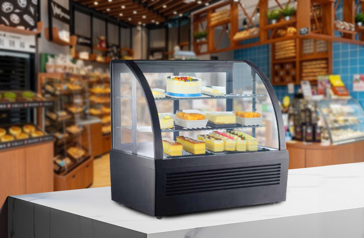 NW-RTW100L Commercial Countertop Dessert And Cake Glass Display Cooler Fridge For Bakery