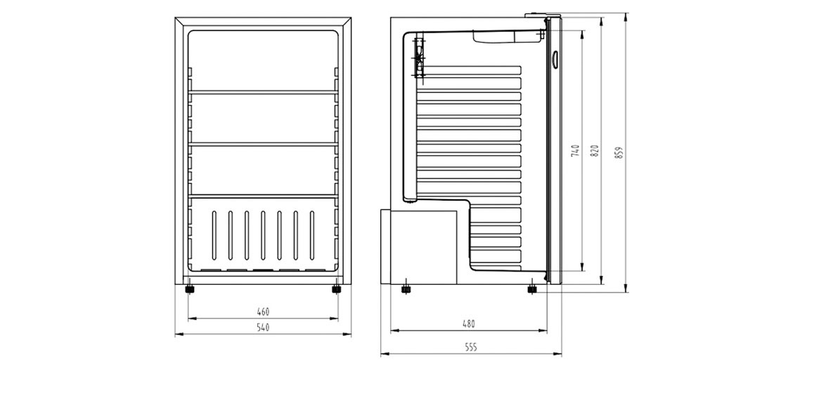 Dimensions | NW-SC130 table top fridge