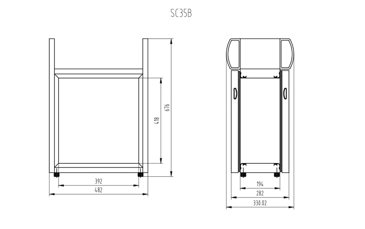 Dimensions | NW-SC35B countertop display chiller