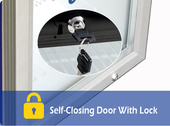 Self-Closing Door With Lock | NW-SC35 Small Counter top Display Fridge