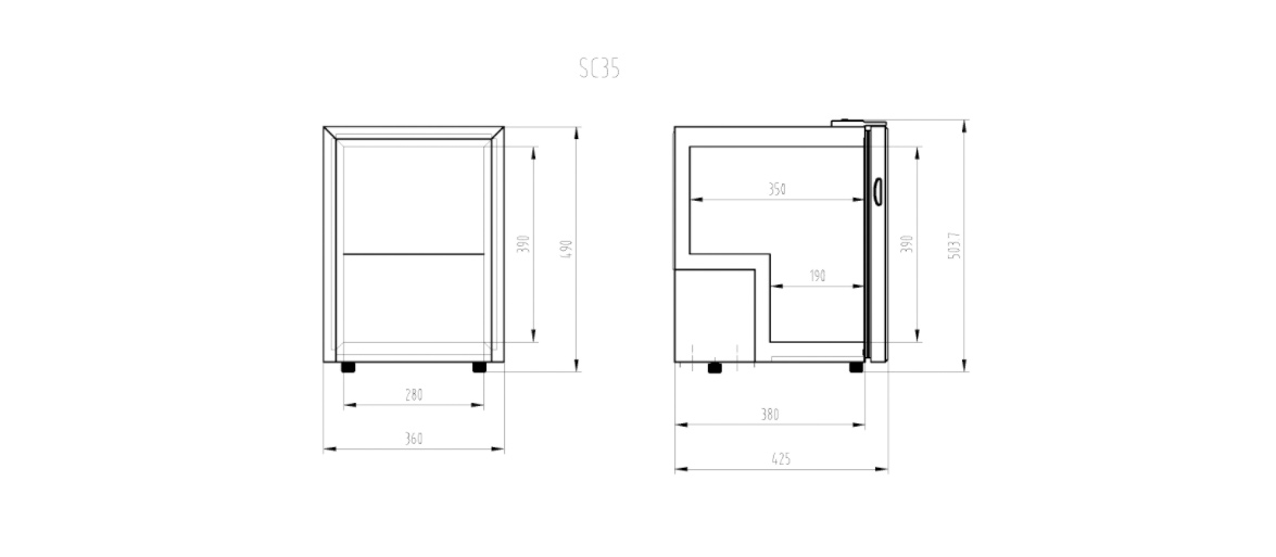 Dimensions | NW-SC35  counter top fridge
