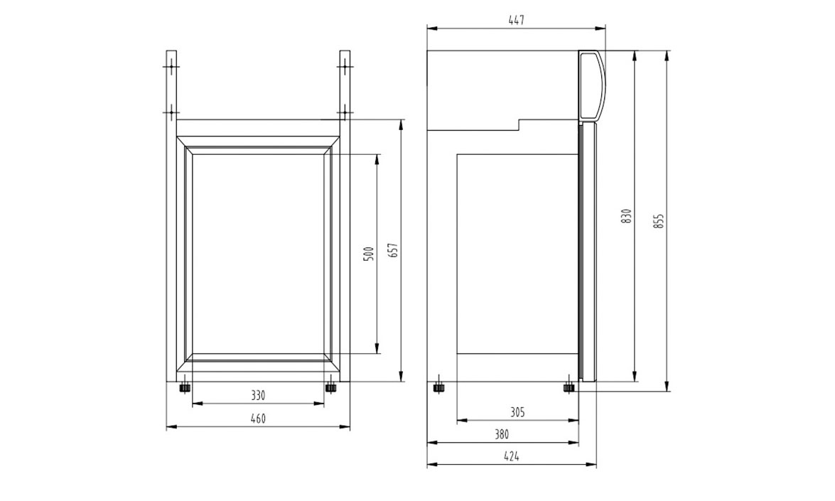 Dimensions | NW-SC50B commercial counter freezer