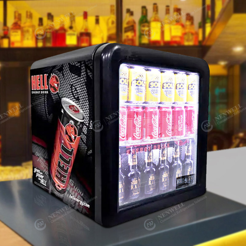 კომერციული Red Bull and Beer Mini Counter Top Display Refrigerated Cooler მაცივარი