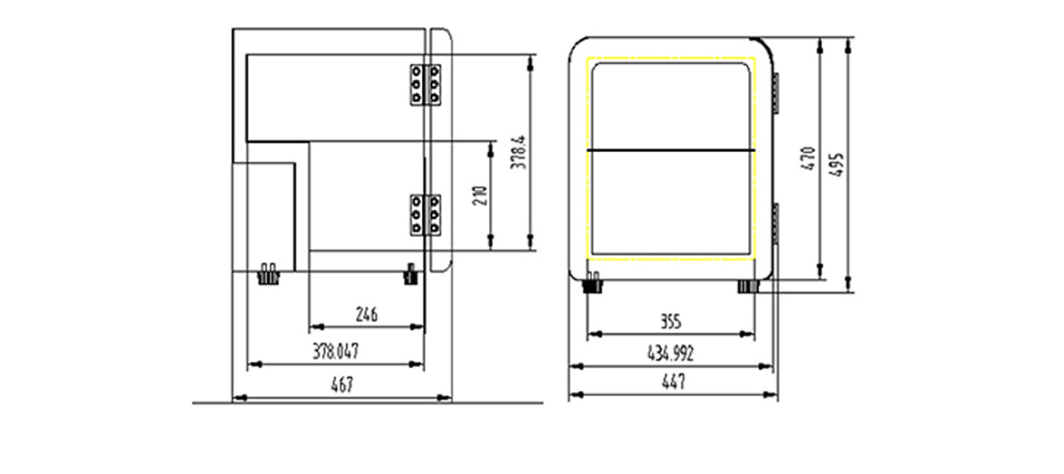 Dimensions | NW-SC52A Counter Top Mini Fridge