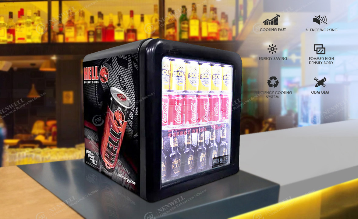 NW-SC52A Commercial Red Bull And Beer Mini Counter Top Display Refrigerated Cooler Fridge Price For Sale | factories & manufacturers