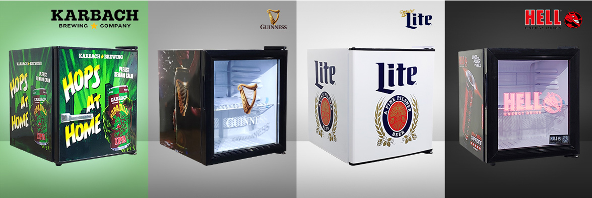 Customizable Stickers | Commercial Mini Bar Beverage And Food Glass Door Countertop Display Chiller And Fridge