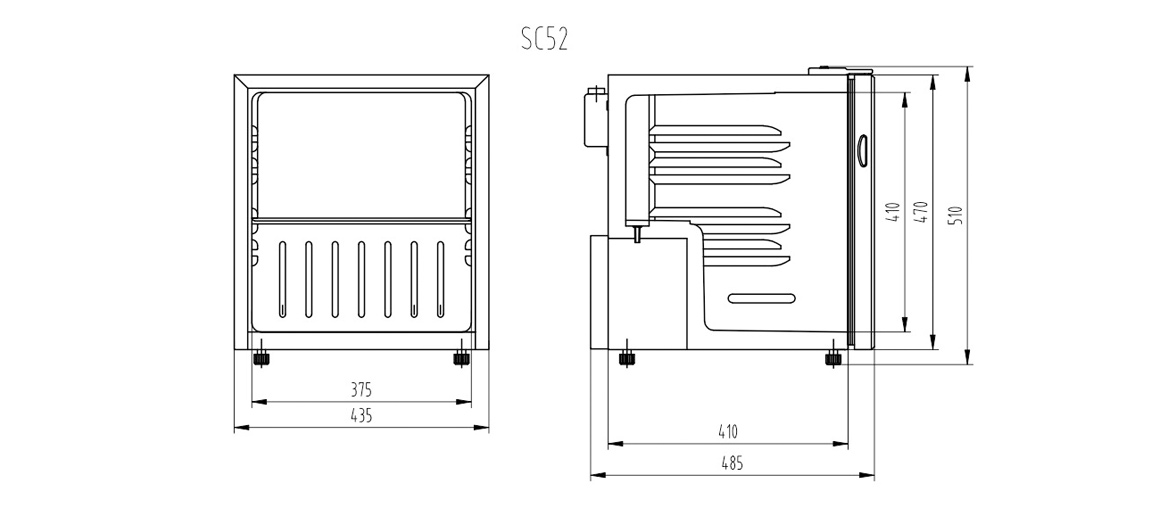 Dimensions | NW-SC52 countertop mini fridge