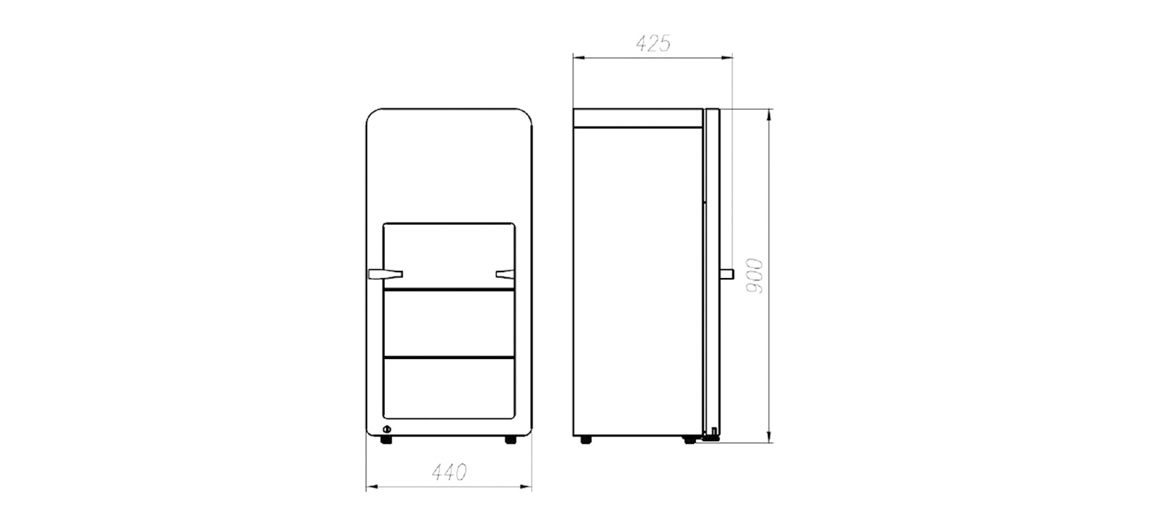 Ubukhulu |Ifriji ye-countertop ye-NW-SC68D kabhiya