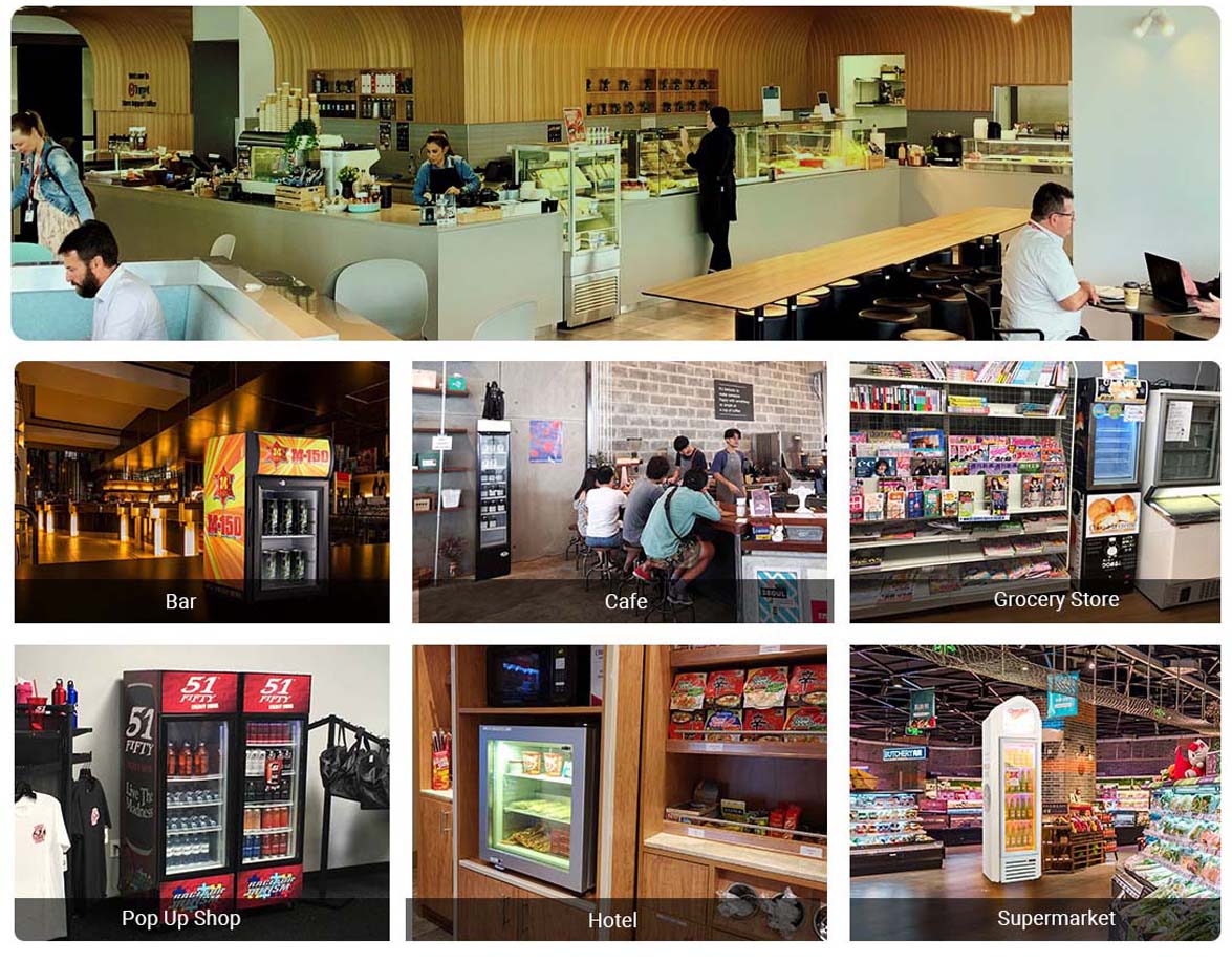 Applications | NW-SC68D Commercial Small Beers And Drinks Glass Door Countertop Display Cooler Fridge Price For Sales | factories & manufacturers