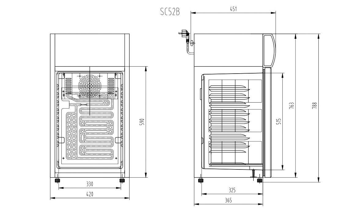 Dimensions | NW-SC80B Countertop Cold Food Display