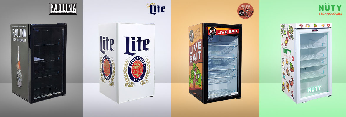 Customizable Stickers | NW-SC98 Best Commercial Beverage Over Counter Top Display Refrigerator Price For Sale