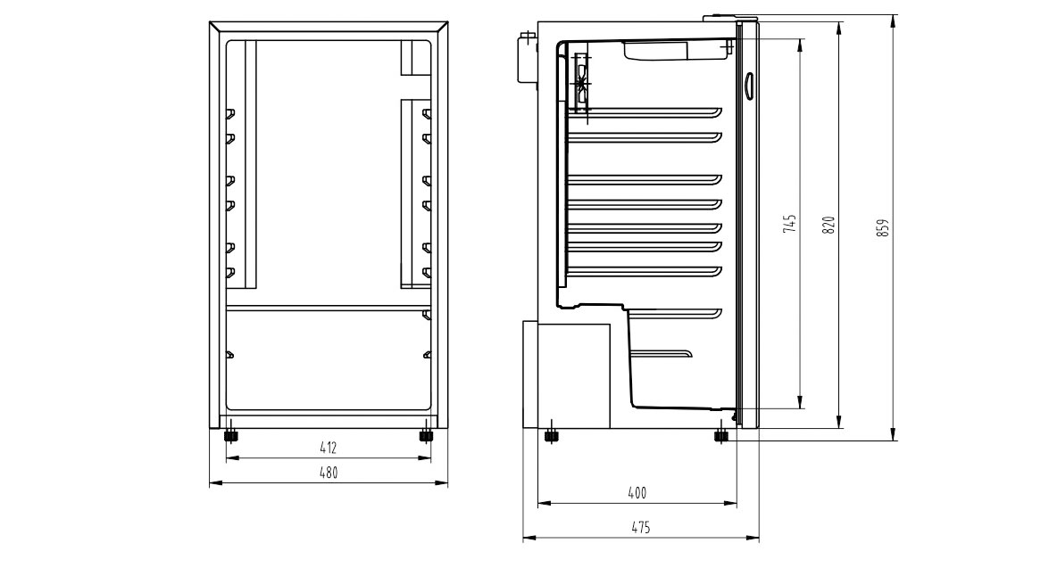 Dimensions | NW-SC98 counter refrigerator price