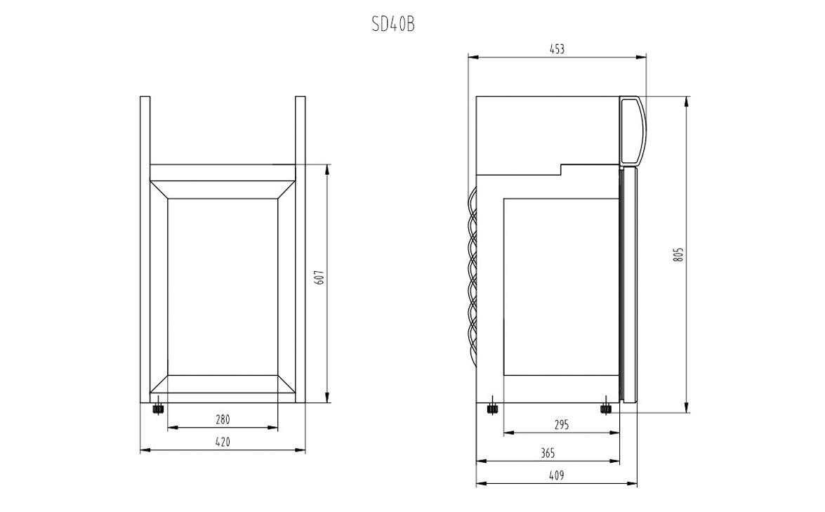 Dimensions | NW-SD40B Ice Cream Counter Display