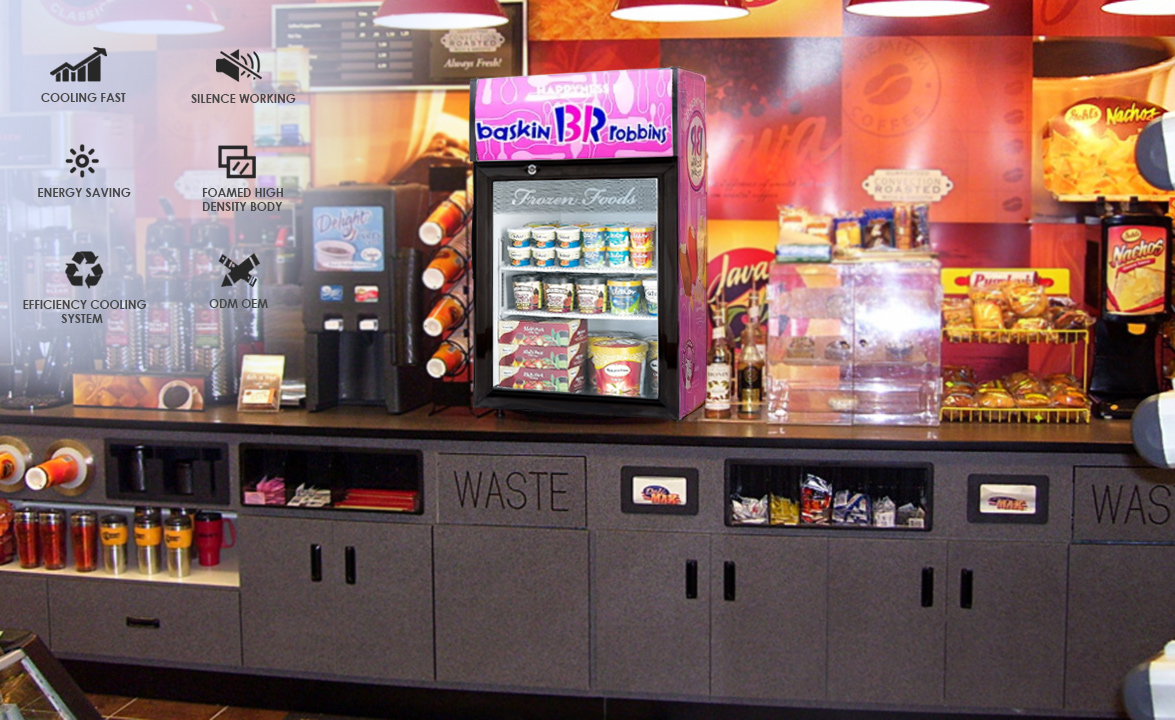 NW-SC50B Commercial Mini Frozen Food Over Counter Top Display Freezers Price For Sale | factories & manufacturers