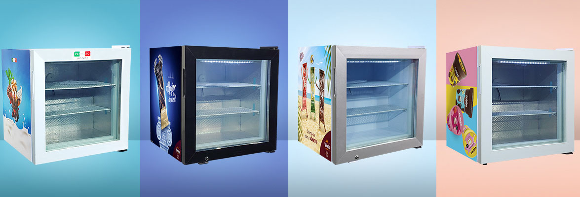 Commercial Mini Glass Door Counter Table Top Fridge And Freezer