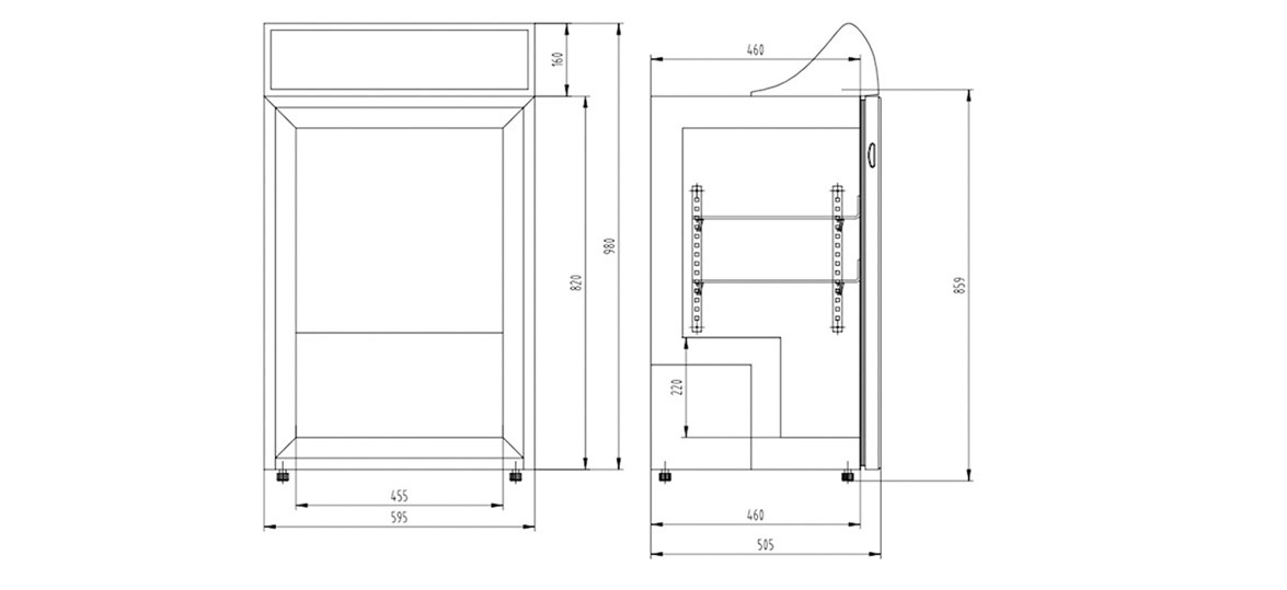 Dimensions | NW-SD98D Glass Door Countertop Freezer