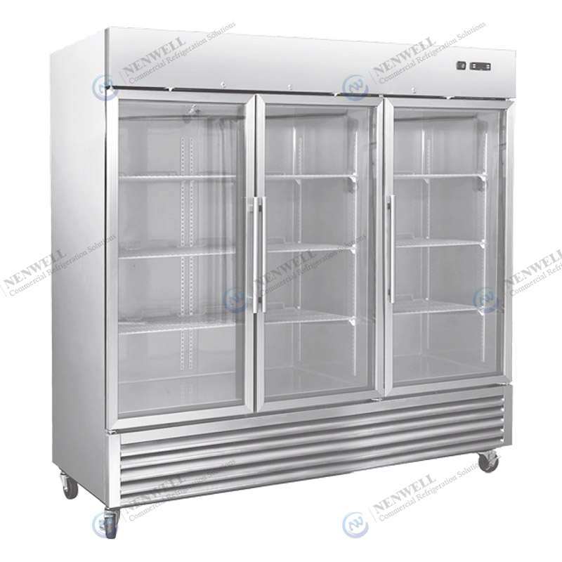 Commercial Upright 3 Glass Front Door Merchandising Display Fridges And Freezers