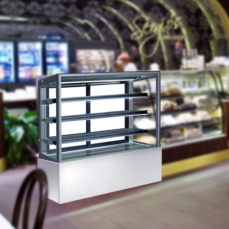 Komersial Grocery Shop Multideck Cake Tampilan Kulkas Kanggo Dessert Showing
