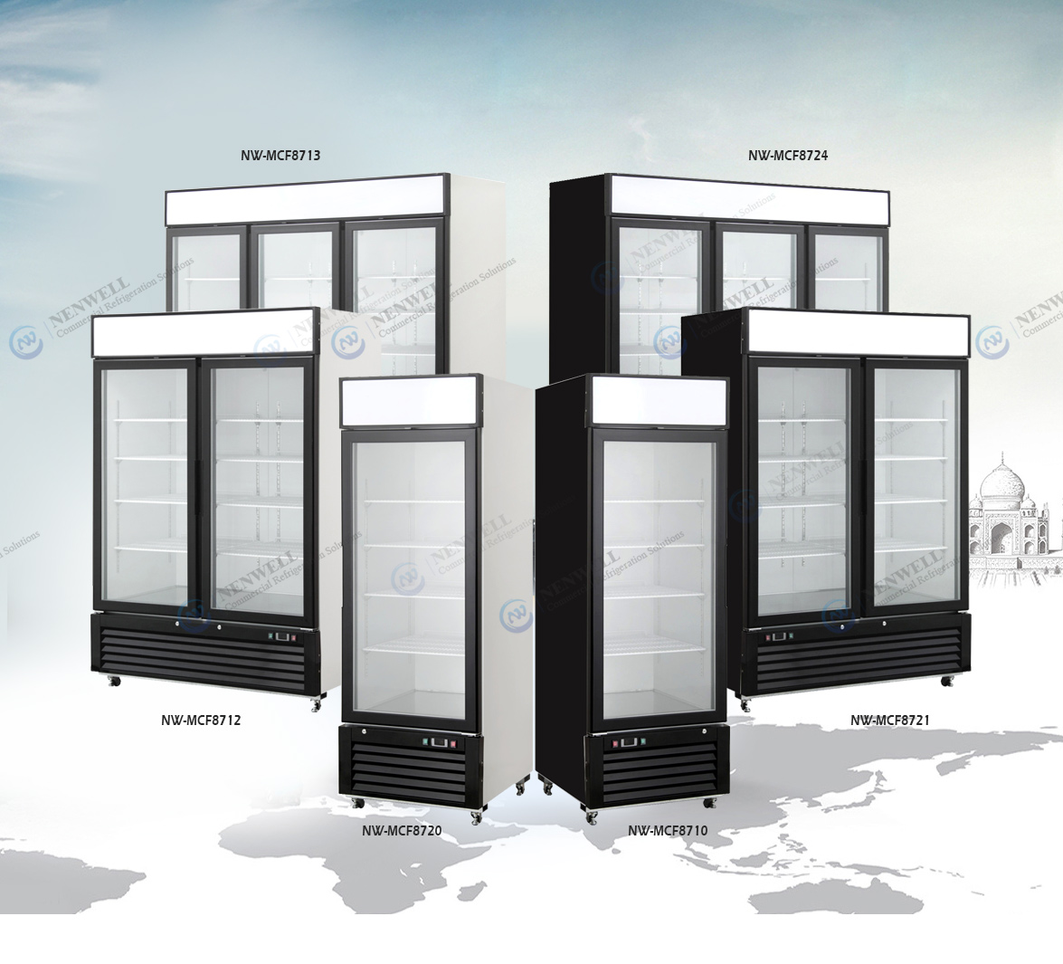 NW-UF1320 Commercial Recti Duplex vitreum Porta Freezer Cum Digital Temperature Propono Pro Restaurant Et Aliae Praesent Applications