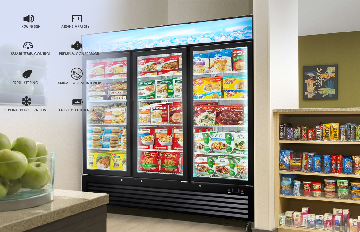 NW-UF2110 Commercial Vertical Triple Glass Door Display Freezer For Restaurants, Hotels & Other Applications