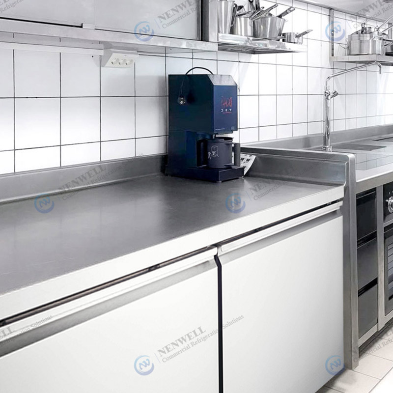 Restaurant Kitchen Commercial Double Door Stainless Steel Undercounter Fridge and Freezer