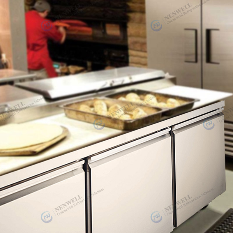 Commercial Kitchen Integrated 3 Door Stainless Steel Undercounter Fridges And Freezers