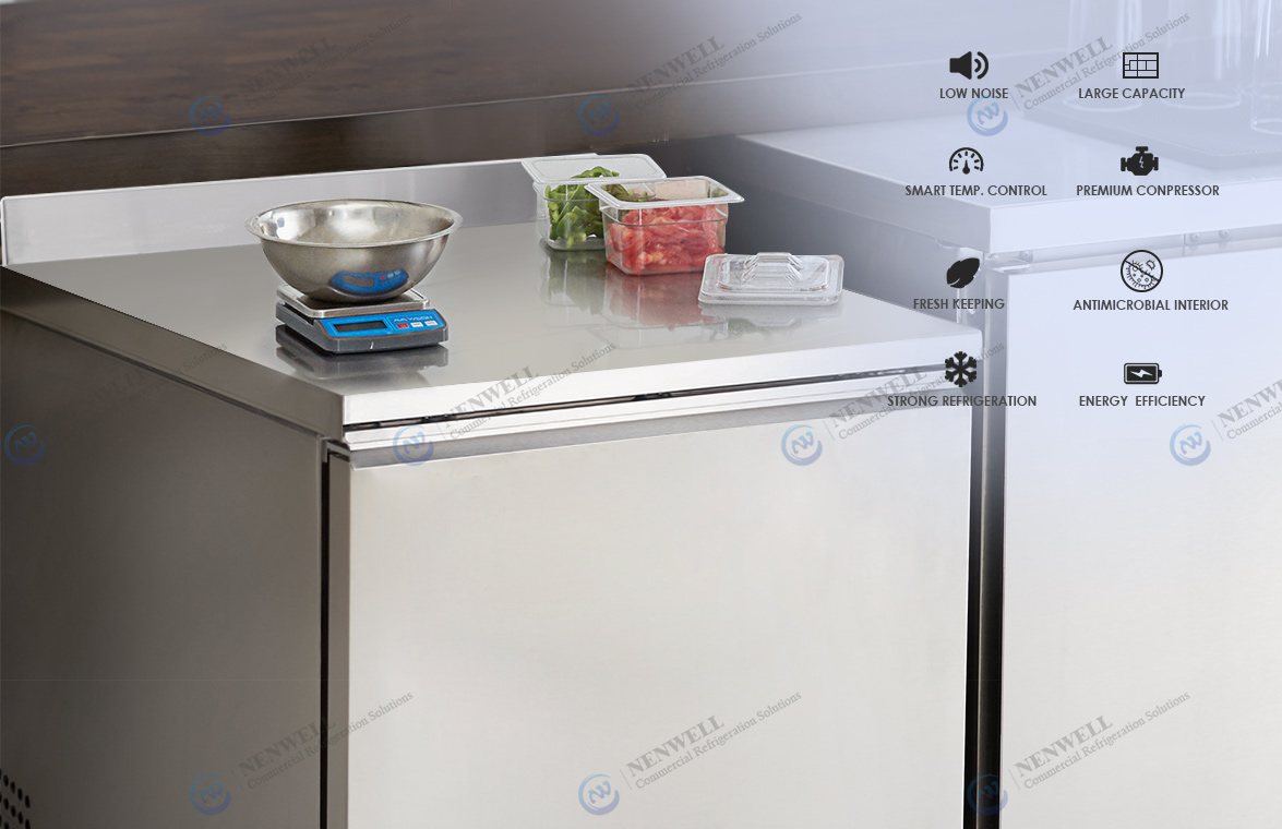 NW-UWT27R Kitchen Single Door Under Counter And Worktop Stainless Steel Freezer Fridge Price For Sale | factory and manufacturers