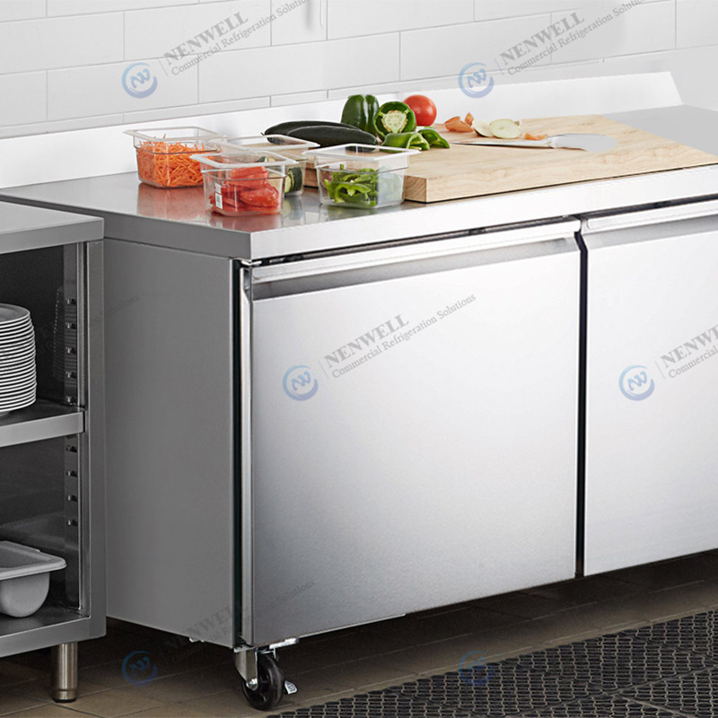 Double Door Frost Free Integrated Undercounter Fridge and Freezer with Worktop