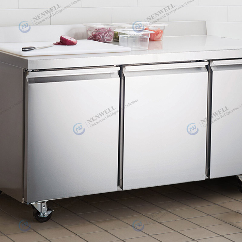Commercial 3 Door Sub Zero Undercounter Worktop Cabinet Refrigerator And Freezer