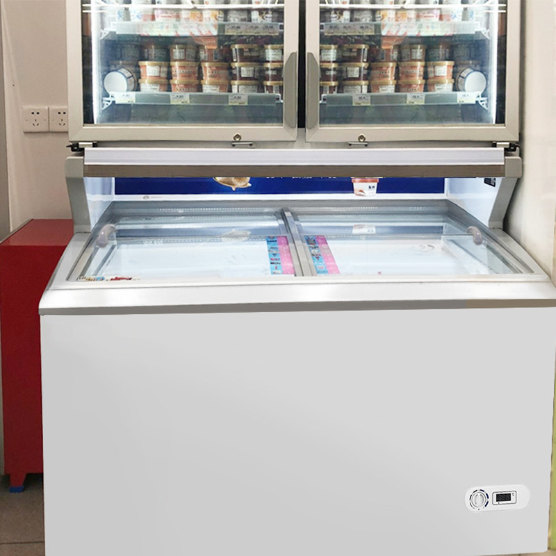 200L Commercial Glass Top Open Door Chest Freezer Price For Sale