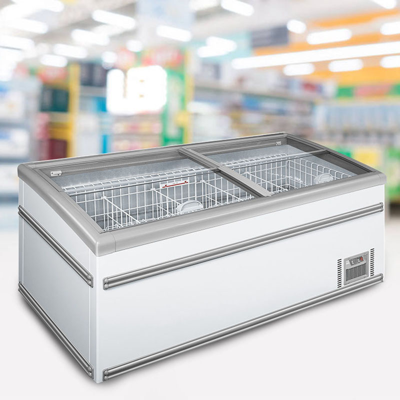 Plug-In Static Cooling Island Display Freezer For Grocery Store Storage