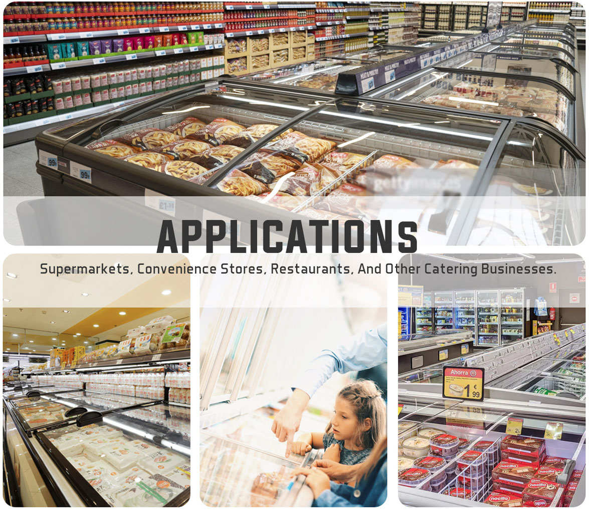 Applications | NW-WD330Y 290Y 250Y Premium Chest Display Fridges And Freezers With Top Curved Sliding Glass Doors | factory and manufacturers