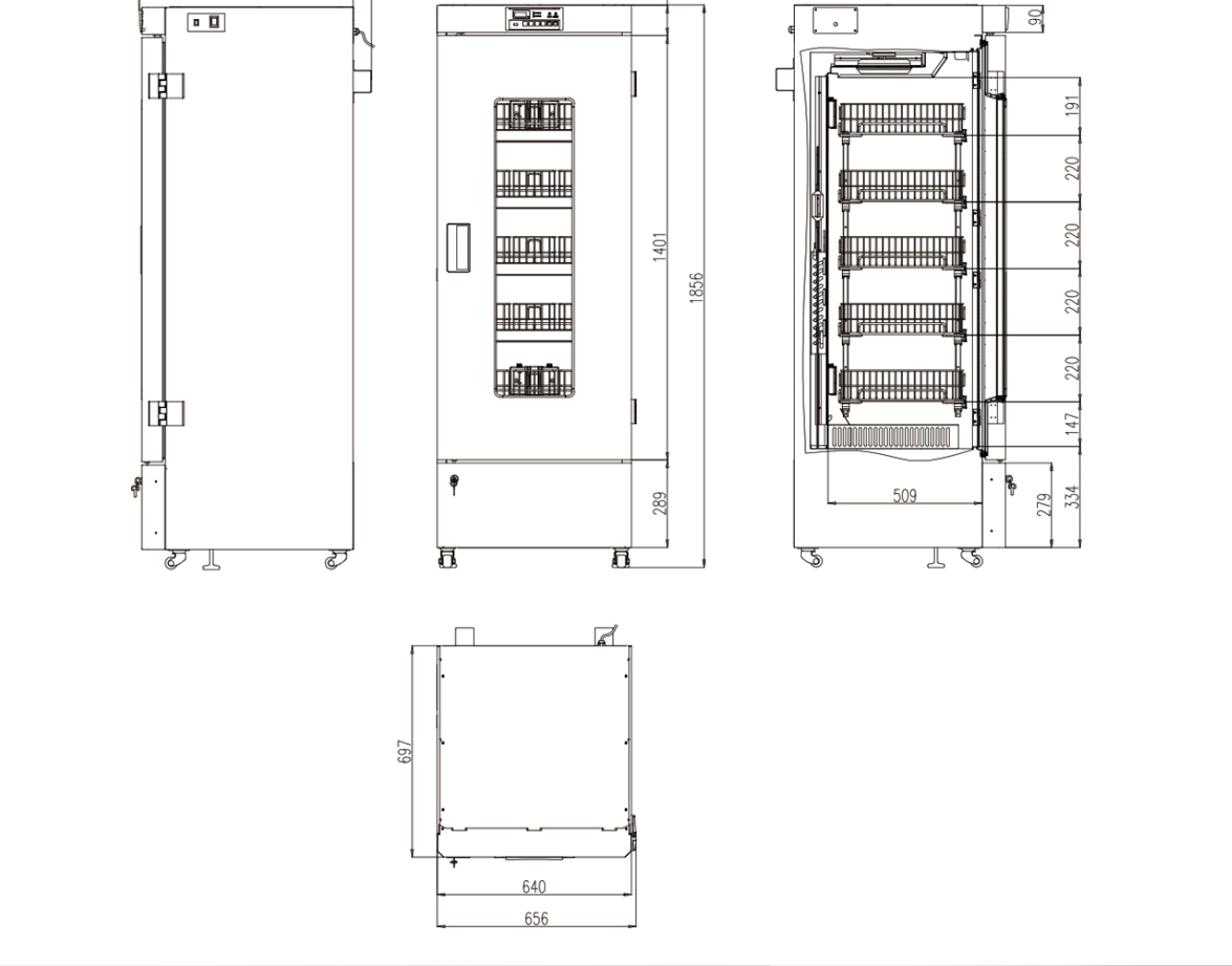 NW-XC268L Dimensions | blood bank fridge for sale