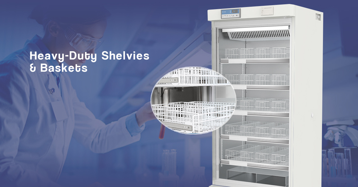 NW-XC368L Heavy-Duty Shelves & Baskets | blood storage fridge