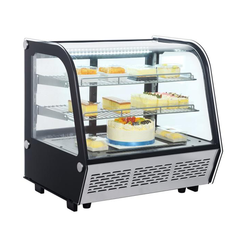 Hareup melengkung Kaca Refrigerated Tampilan showcase pikeun Kue jeung Bakery