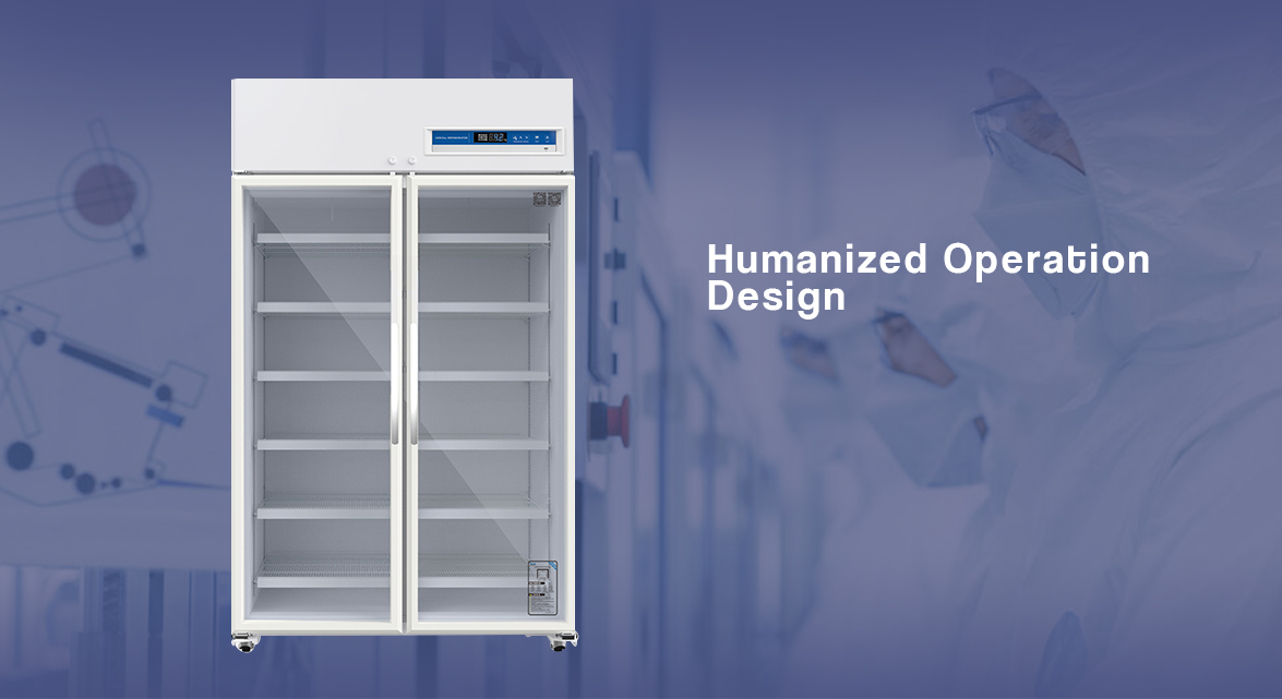 NW-YC1015L Upright Double Door Medical And Pharmaceutical Grade Fridge Price For Sale | factory and manufacturers